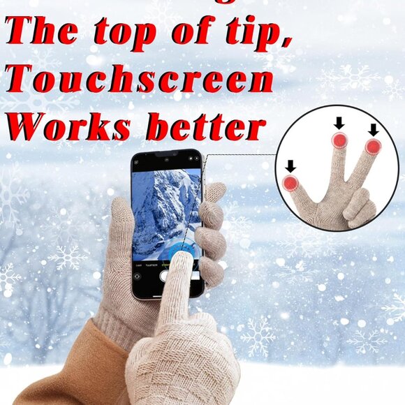 Women’s Winter Gloves Touchscreen Knit Warm Thermal Elastic Gloves for Cold Weat - Picture 5 of 7